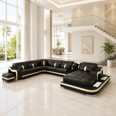 Lloydene 5 - Piece Slipcovered Leather Sectional