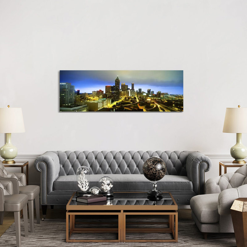 Evening Atlanta GA - Wrapped Canvas Panoramic Print, 152.4 cm H x 50.8 cm W x 3.175 cm D
