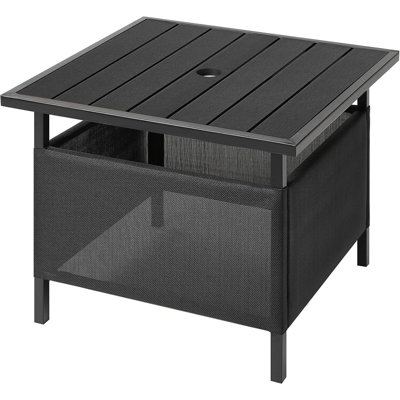Adirondack Square Outdoor Side Table With Umbrella Hole, Pool Composite Patio Table, Hdpe End Tables For Backyard, Pool, Indoor Companion, Easy Maintenance & Weather Resistant(black)