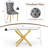 Modern Glass Dining Table Set For 4, 50" Rectangular Tempered Glass Dining Table With Velvet Upholstered Seats-116067013-116067011