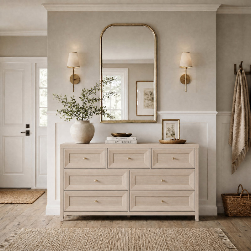 Acero 7 Drawers Dresser, Ivory White