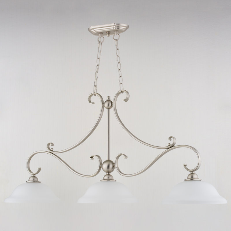 Luminaire suspendu linéaire à 3 lumières pour îlot de cuisine Macalla, Brushed Nickel