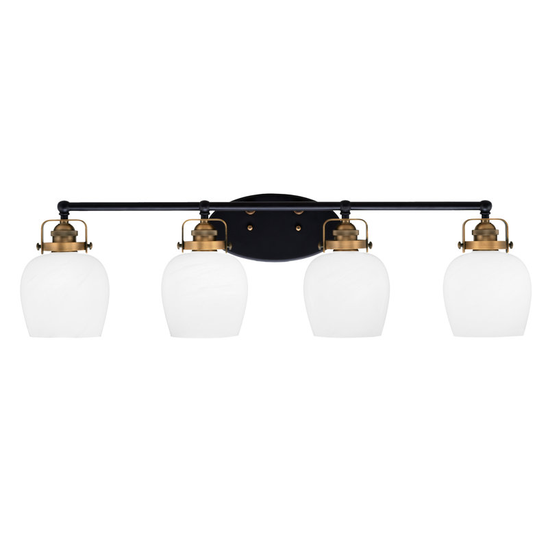 Barre d'éclairage de salle de bain 4 lumières Easton, Noir mat / laiton