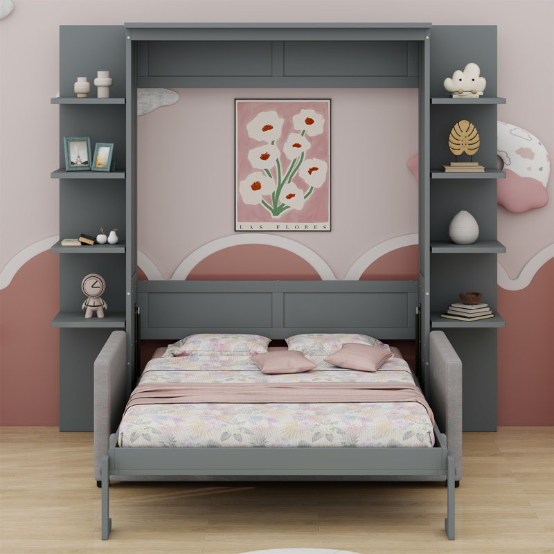Lit escamotable mural avec canapé Murphy, Gris