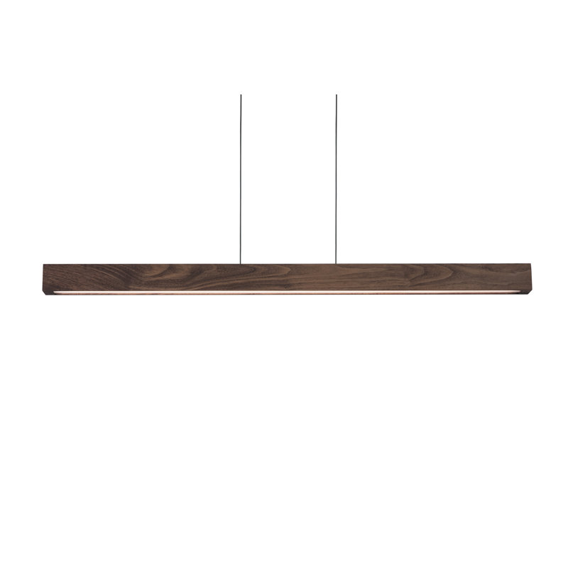 Una 3 - Light LED Kitchen Island Pendant - Uplight and Downlight, 3500K, 2.75" H x 66" W x 2" D, Walnut
