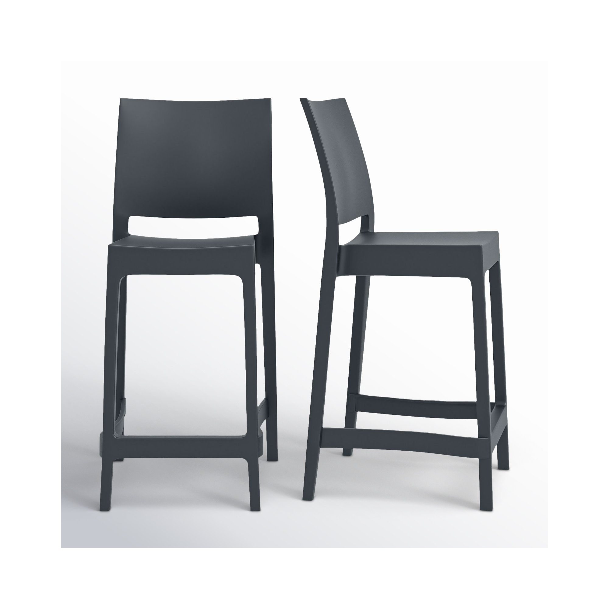 Adrienne Outdoor Bar Stool, 25.5", Dark Gray