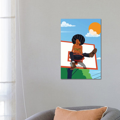 Afro And Hoops - Print on Canvas