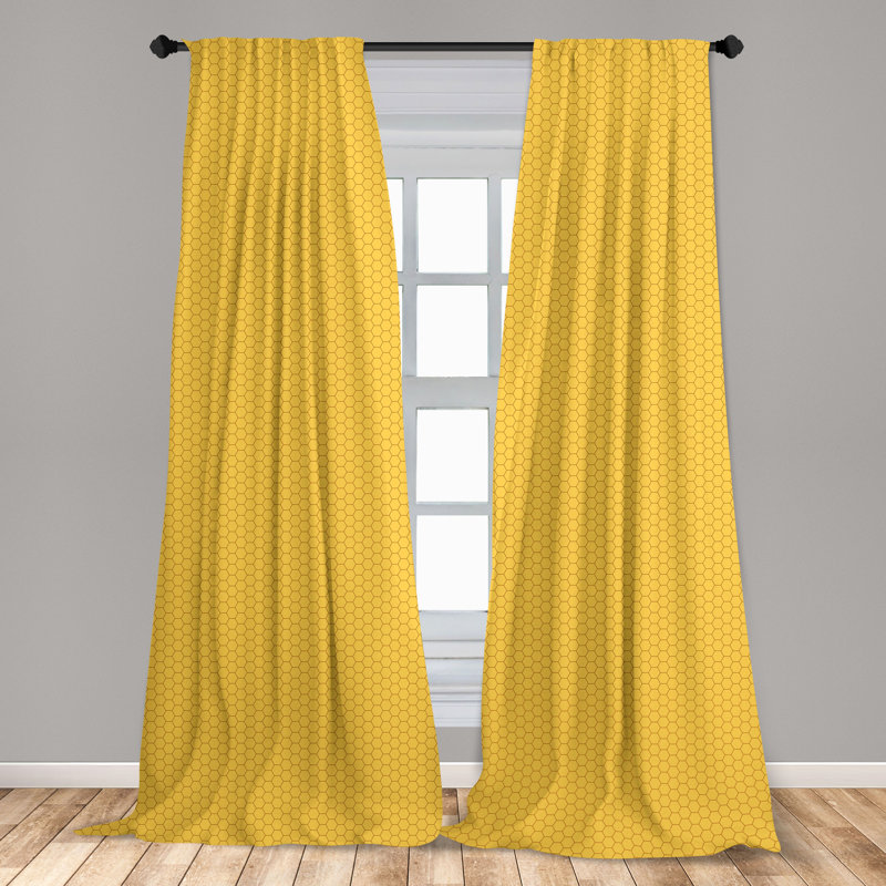 Honeycomb Geometric Semi-Sheer Rod Pocket Curtain Panels, 28" x 63"