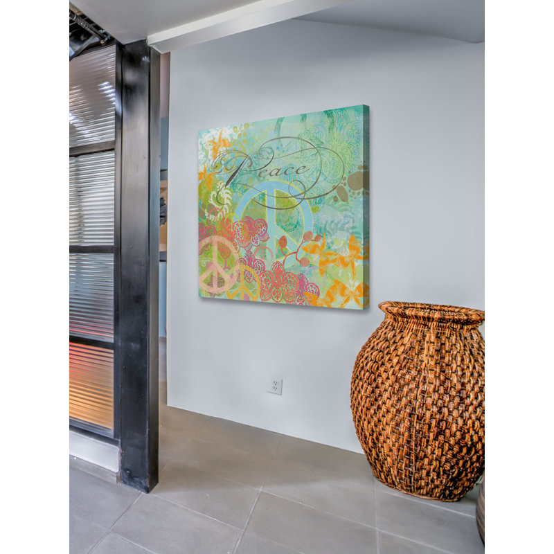 Colorful Abstract Peace Canvas Art Print, 34" x 34"