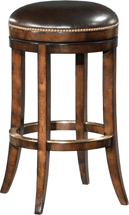Woodford Swivel Upholstered Stool, Cocoa Leather/Bordeaux Frame, Bar Stool (31” Seat Height)