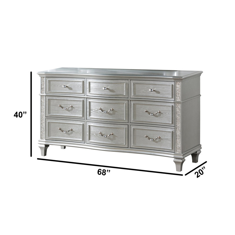 Commode à paillettes argentées