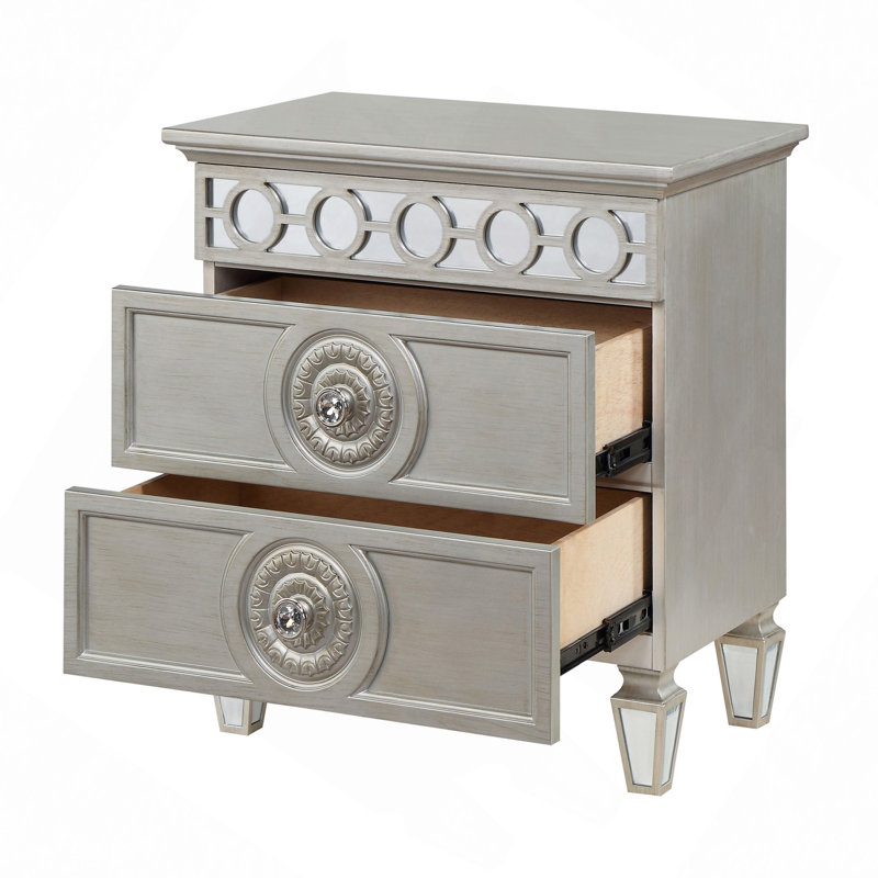Silver 2-Drawer Nightstand