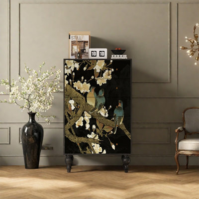 Elegant Storage Cabinet with Walnut Frame