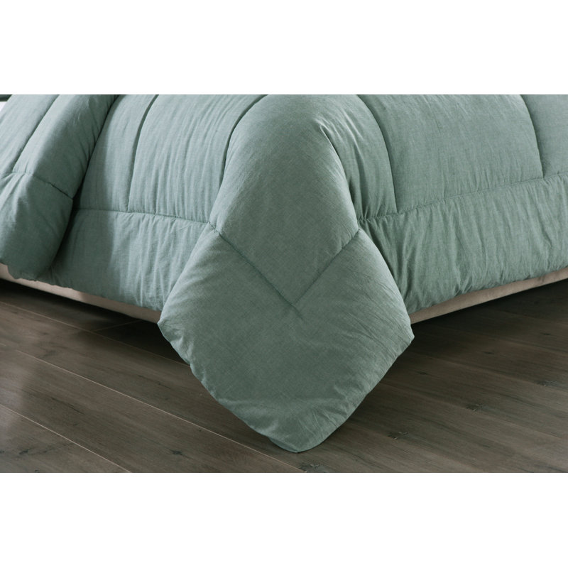 Ensemble d'édredon en coton Messy, Édredon simple, Vert