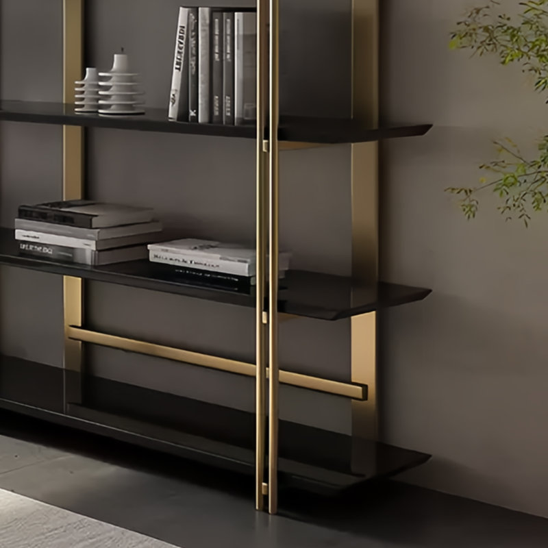 Bibliothèque de haute qualité et durable, H 78,7 po x l 47,2 po x P 11,8 po, Noir / or
