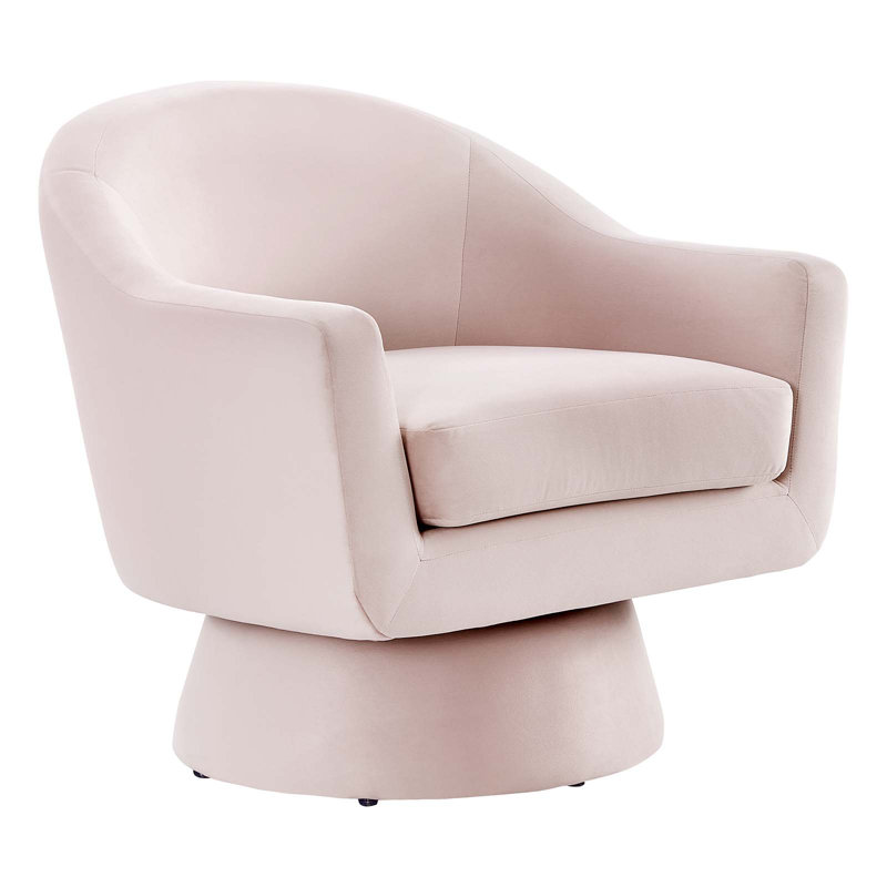 Modway Astral Performance Velvet Fabric and Wood Swivel Chair, Pink Polyester Blend