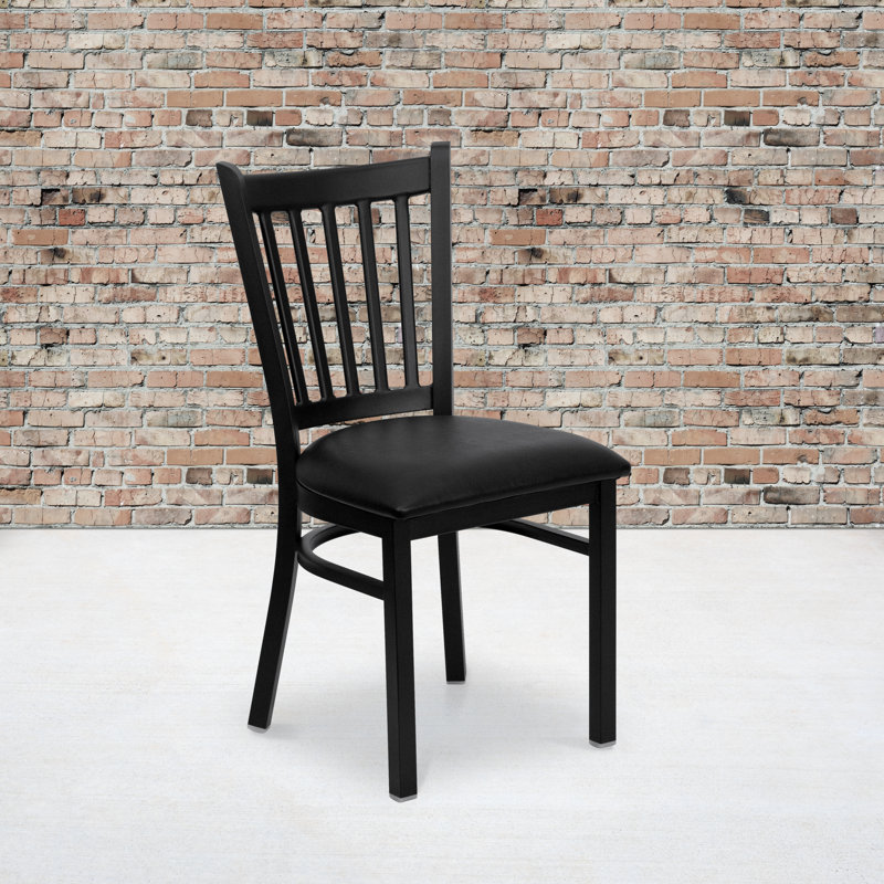 Hercules Prompton Vertical Back Metal Restaurant Chair, Black, 1