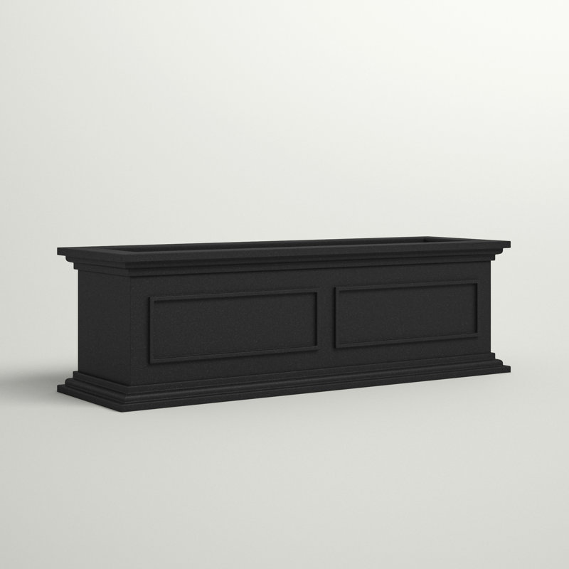 Abram 36" W Double Walled Window Box Planter with Drainage Holes, Black, 1