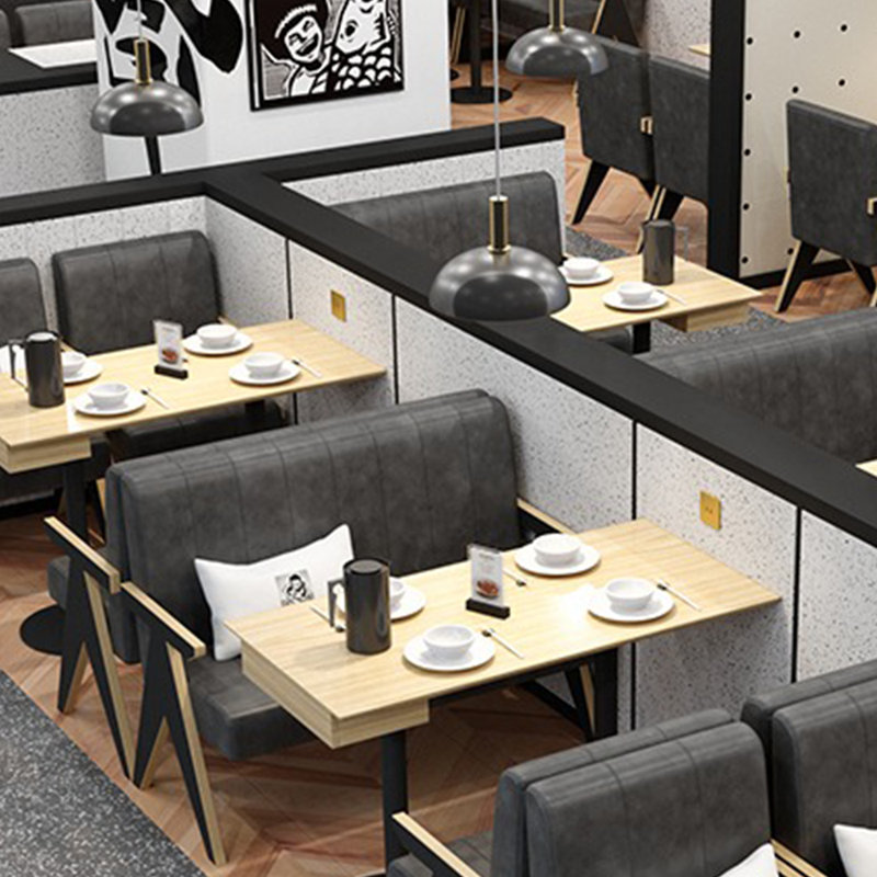 Banc de salle à manger rétro et minimaliste pour deux, Similicuir gris