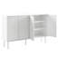 Minimalist Shoe Cabinet With 5 Solid Wood Legs, Cream Style Sideboard Buffet Cabinet With Fluted Doors, Large 4-Door Storage Cabinet With Adjustable Shelves For Living Room, , 55.1*13.7"
