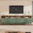 118" W Sage Green Modular Entertainment Center & Display Cabinet with LED Lights, Glass Doors, Brass-Colored Hardware & Genuine Leather Pulls, Fits TVs Up to 75"-681753309