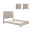 Ensemble de chambre à coucher 3 pièces avec grand lit et 2 tables de chevet, beige-496888481-496888482