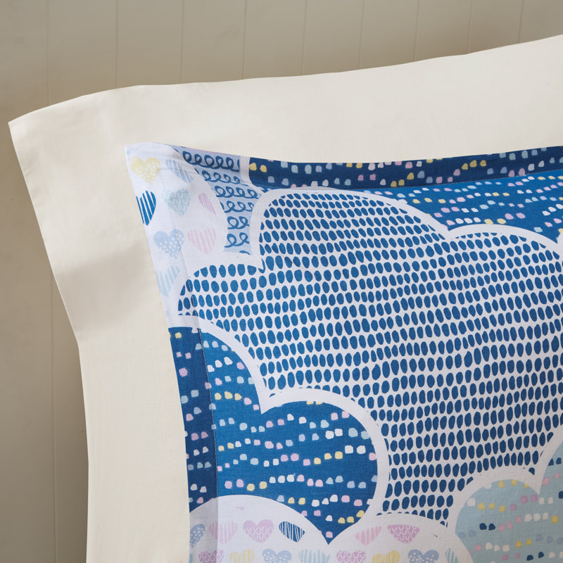 Ensemble de housse de couette en coton Cloud, Housse de couette simple + 1 taie décorative stan, Bleu