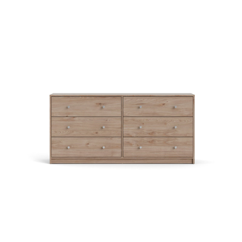 Commode double 6 tiroirs Portland, Brun