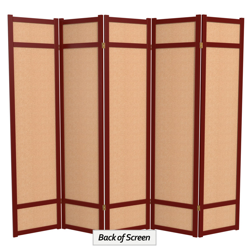 71" H Jute Shoji Room Divider, Rosewood, 5