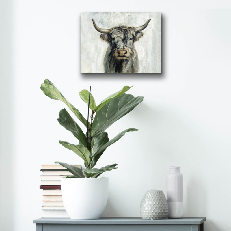 «Highland Cow Horizontal» par Silvia Vassileva, art mural en verre acrylique, H 12 po x l 16 po x P 0,13 po