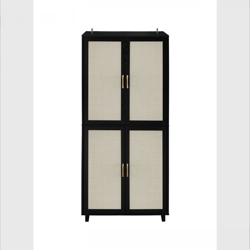 4 Door Storage Cabinet, Noir