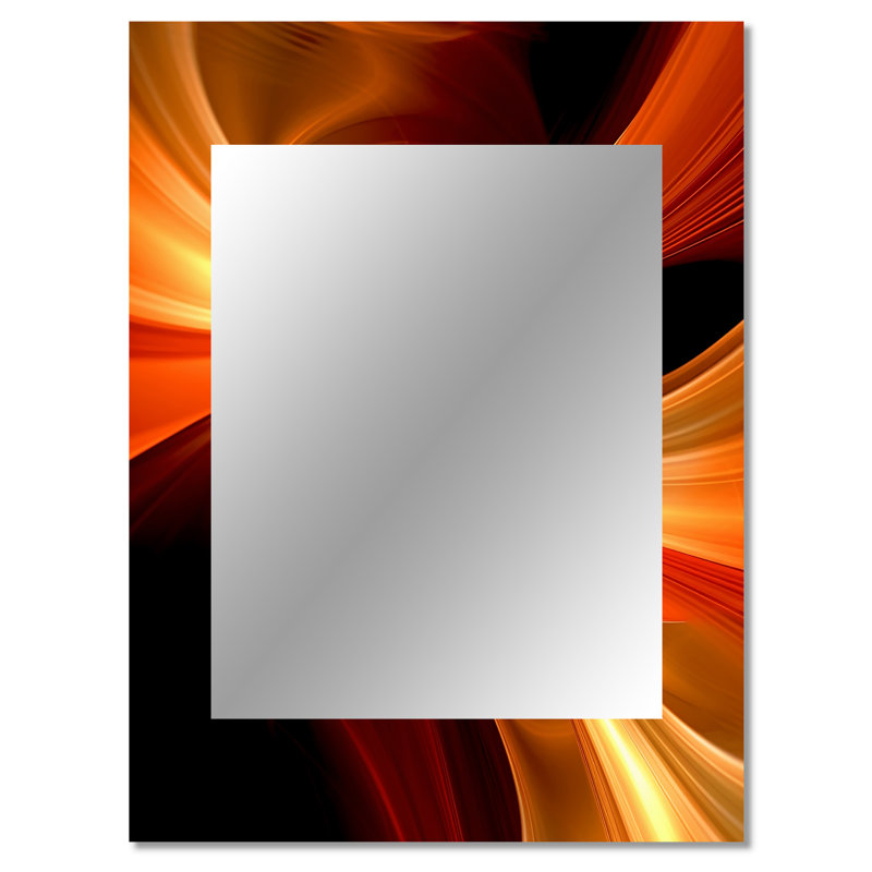 Luxton orange abstrait chaud, design fractal I - fractales, miroir mural unique, grand miroir moderne, art imprimé en métal