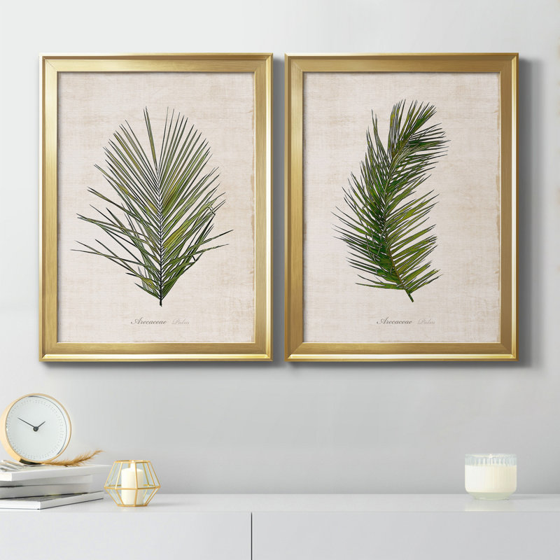 Palm Botanical I - ensemble de 2 photographies sur toile, H 18,5 po x l 49 po, Toile encadrée, Doré
