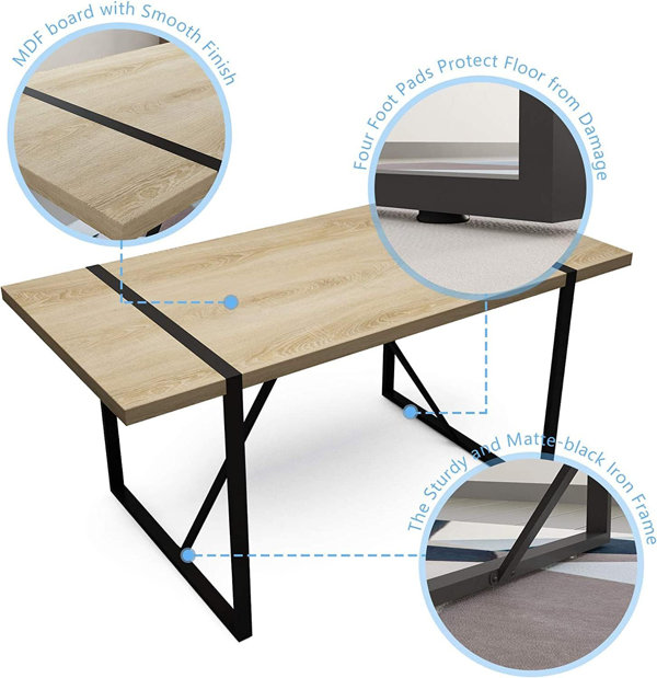 Fredna 63 inch Rectangular Multi-Purpose Dining Table for 4-6, Industrial Style Heavy-Duty Table Ebern Designs