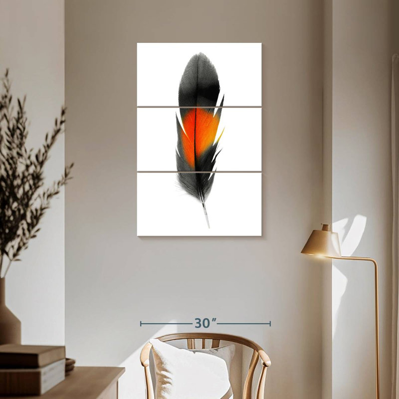 Kerner Black And Orange Feather, 57" H x 36" W