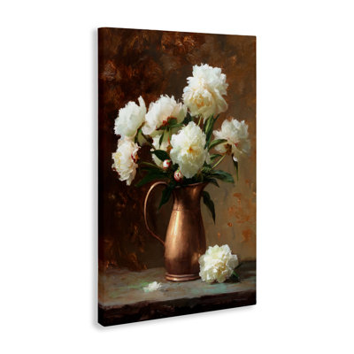 Bronze Vase Peonies Canvas, design by Petal Prints Design