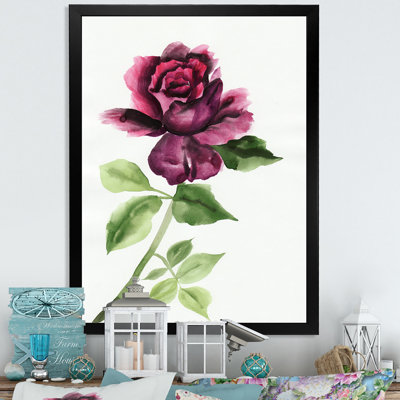 Rose rouge avec bourgeons - Art mural sur toile traditionnel