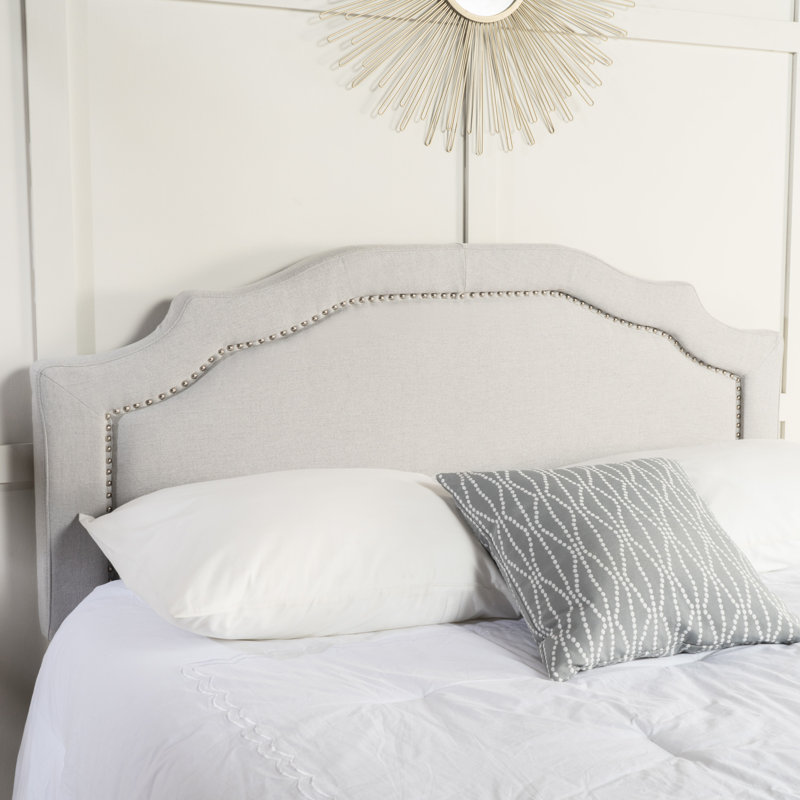 Headboard - Grey, Fabric Upholstered, Iron Frame, Adjustable For Queen & Full Size Beds, 52.5" H X 63.24" W 3" D Headboard, Grey Upholstery, 52.5"x63.24"x3