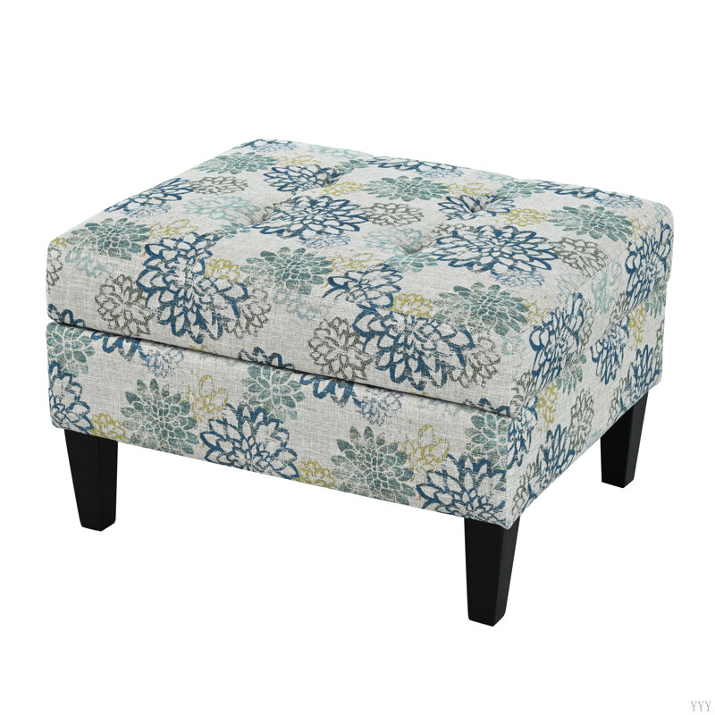 STORAGE OTTOMAN, Blue/Light Brown