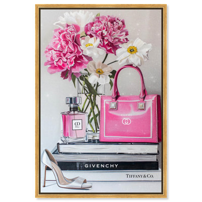 Fancy Pink Purse and Books Canvas Fashion Prints by Art Remedy