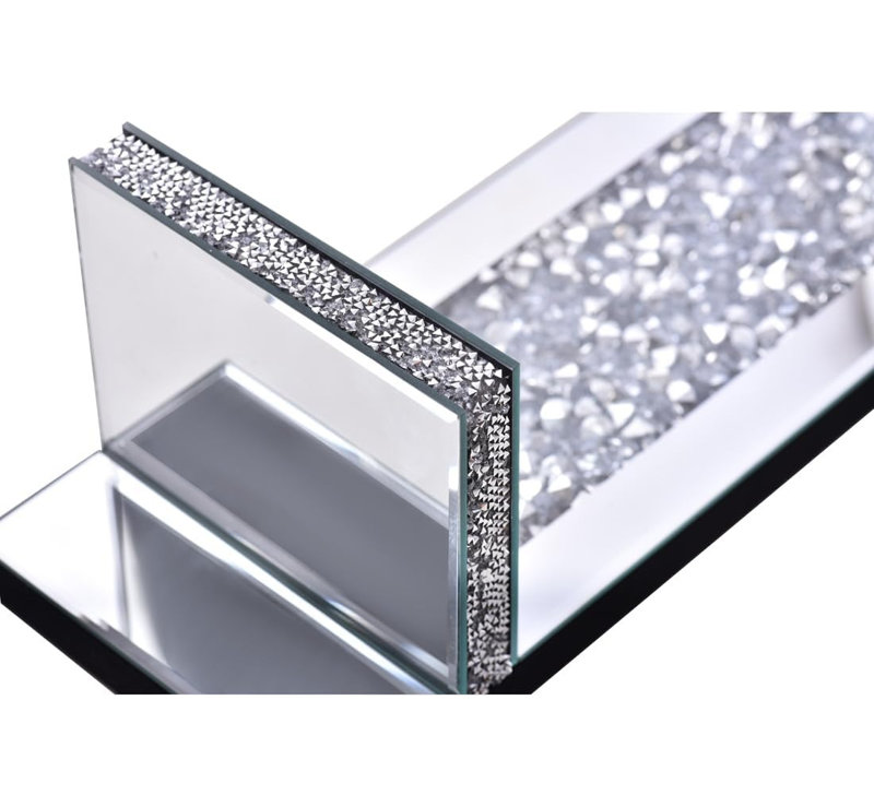 Set Of 2 Rectangle Crystal Crush Mirrored Candle Sconces