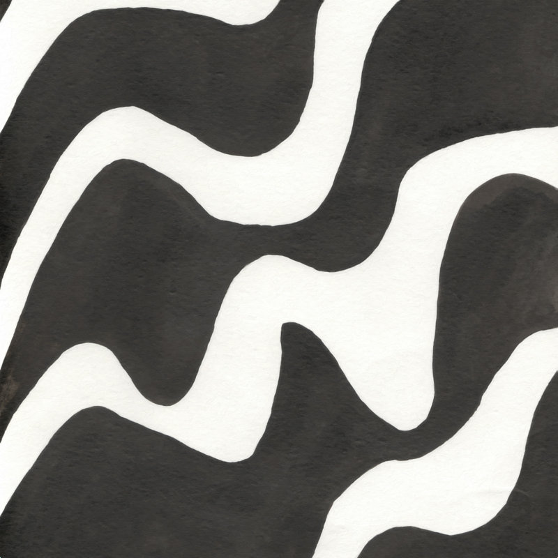 «Black and White Waves» par Elena Blanco - impression sur toile tendue, L 12 po x H 12 po