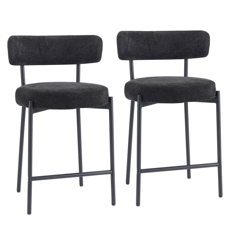 Tabouret 34,25 "H 34,25" avec dossier courbé, Chenille noir