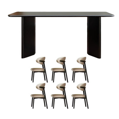 Black Vintage Solid Wood Dining Table