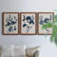 Bleu marine et feuilles de lin II - ensemble de 3 peintures sur toile encadrées-1524676179-1524676201