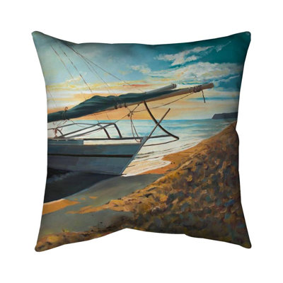 Peaceful seaside Bathroom Blue Poly Twill Throw Pillow | Decor