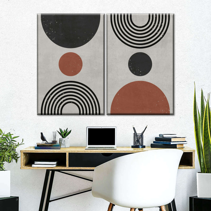 Abstract Geometric Abstract Geometric Pattern 2 Pieces, 66" H x 48" W
