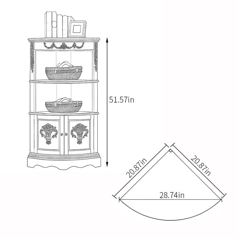 Élégante armoire d'angle multifonctionnelle rétro