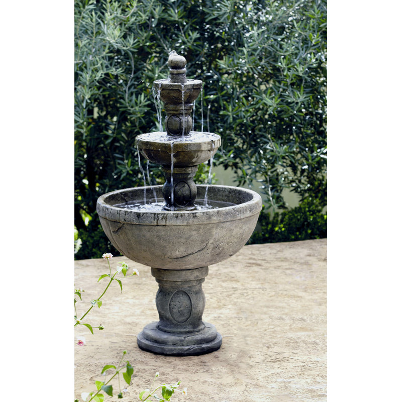Mission Tiered Cast Stone Fountain, Ancient Stone