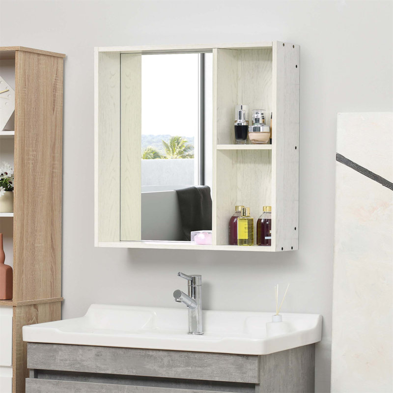 Armoire à pharmacie murale avec miroir et rangement, conception compacte pour les salles de bain et les salles de lavage modernes.